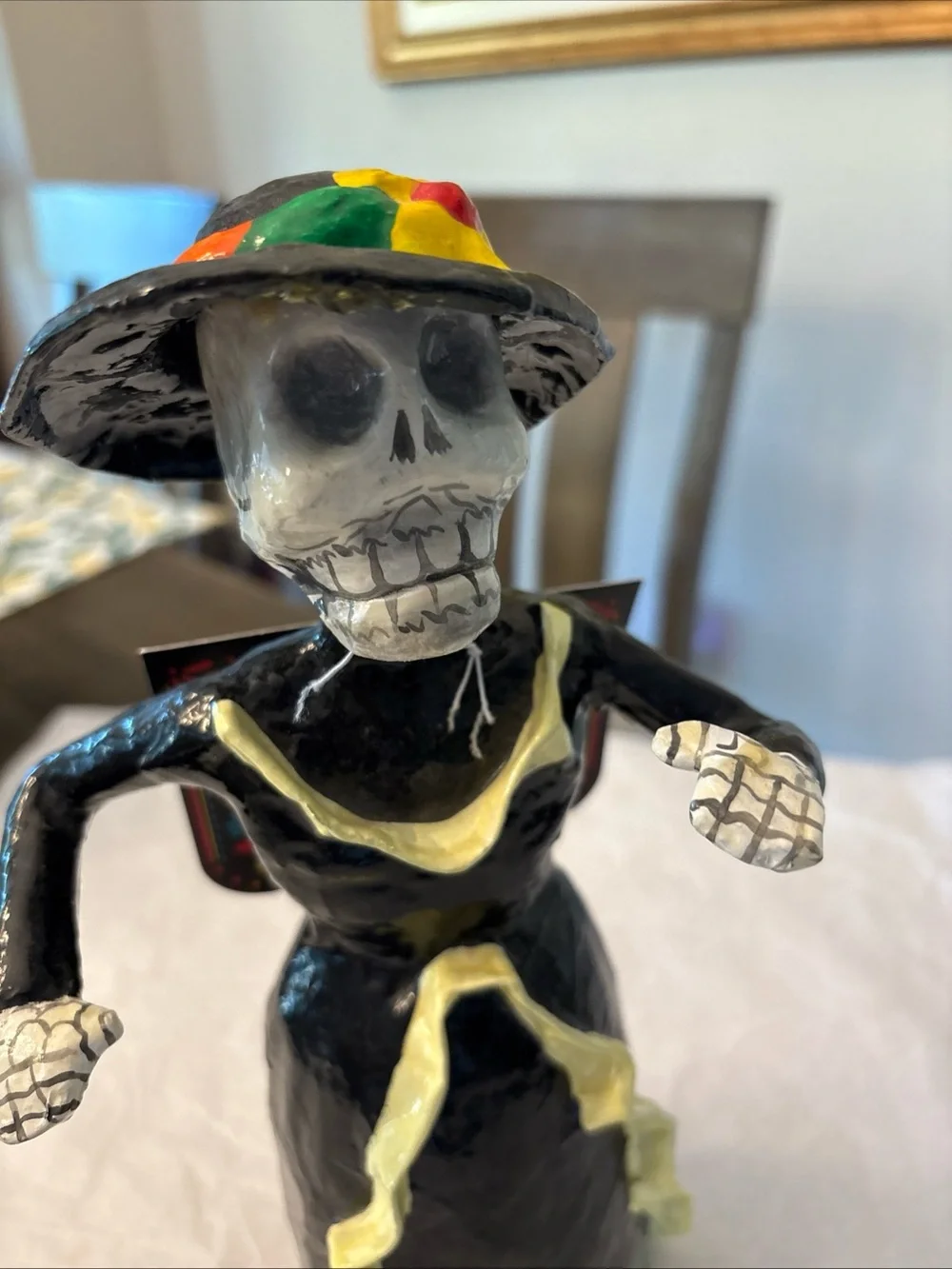 Mexican Skeleton Catrina Figure Day of the Dead Paper Mache 12”